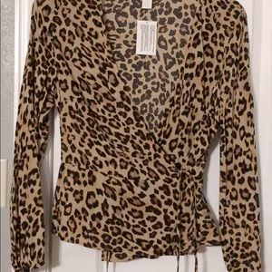 H&M leopard print wrap around blouse NEVER WORN